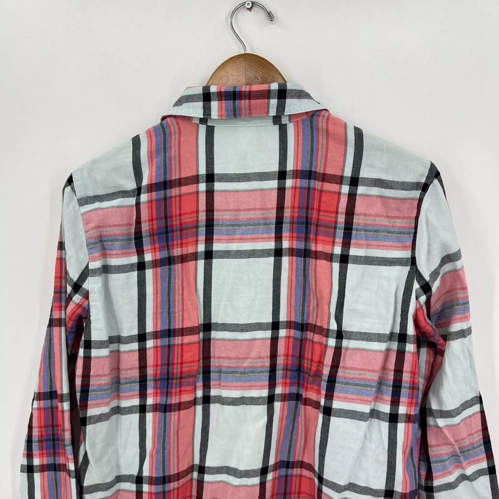 Victoria's Secret Pajama Top Women's Size S Red Plaid Print Long Sleeve Button - Picture 7 of 8